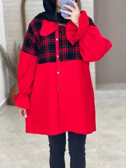 مانتو عروسکی چهارخونه یک طرفه