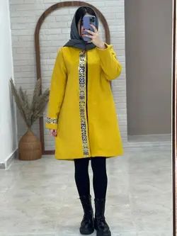 پالتو فوتر پولک دوزی زرد