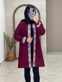 پالتو فوتر پولک دوزی زرشکی