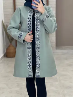 پالتو فوتر پولک دوزی سبز پاستلی