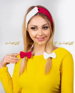 ست توربان و کش مو سفید سرخابی