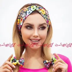 ست توربان و کش مو گل آبرنگی