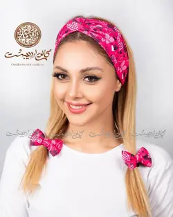 ست توربان و کش مو قلبی صورتی