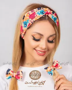 ست توربان و کش مو گربه رنگی رنگی