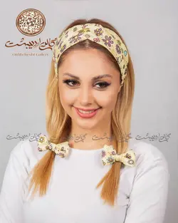 ست توربان و کش مو گلگلی زرد