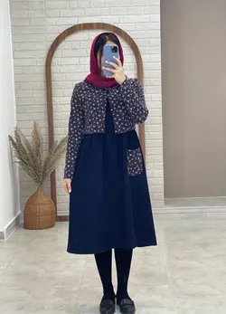 ست کت و سارافون پرناز سورمه ای