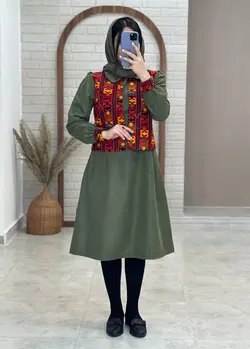 ست کت و سارافون شاپرک سوزندوزی یشمی