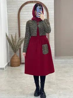 ست کت و سارافون گل پونه سبز روشن