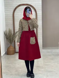 ست کت و سارافون گل پونه کرم