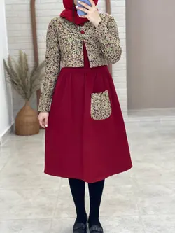 ست کت و سارافون گل پونه کرم
