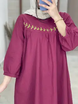 مانتو جلو بسته گندم بنفش سرخابی