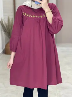 مانتو جلو بسته گندم بنفش سرخابی