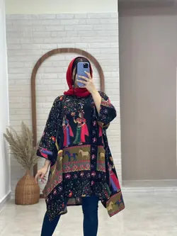 مانتو جلوبسته هنری اسب مشکی