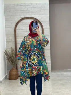 مانتو جلوبسته هنری رنگی رنگی