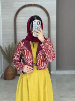 کت و سارافون خورشید زرشکی خردلی