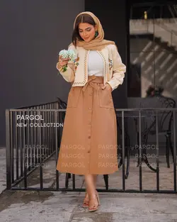 کت و دامن میترا کرم نسکافه ای