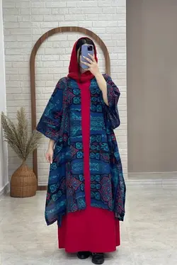 مانتو پانچ جلوباز سنتی آبی