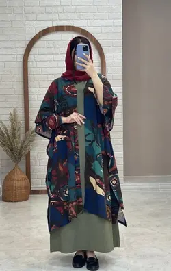 مانتو پانچ جلو باز سنتی دایره سبز