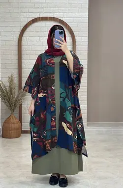 مانتو پانچ جلو باز سنتی دایره سبز