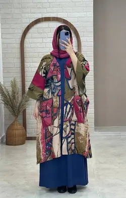 مانتو پانچ جلو باز صورتی