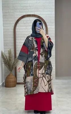 مانتو پانچ جلو باز قرمز