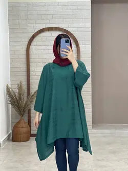 مانتو هنری جلو بسته سبز تیره