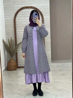 ست بابونه بنفش با زیره یاسی