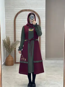 ست کاترینا پاییزه سبز زرشکی