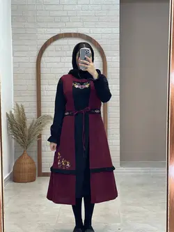 ست کاترینا پاییزه مشکی زرشکی