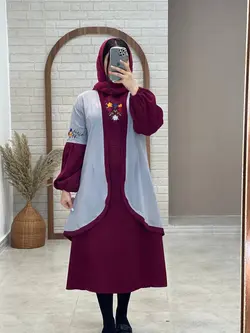 ست نازمهر پاییزه طوسی زرشکی