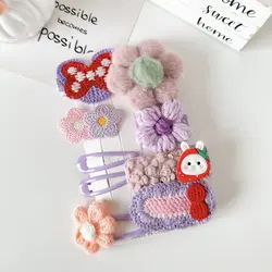 پک گیره پولیشی گل و پاپیون خال خالی(بنفش)