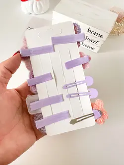 پک گیره پولیشی گل و پاپیون خال خالی(بنفش)