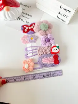 پک گیره پولیشی گل و پاپیون خال خالی(بنفش)