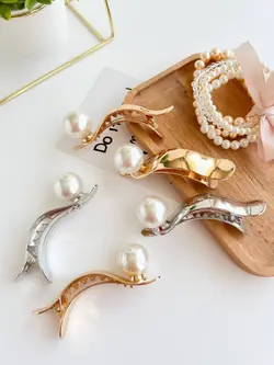 کلیپس انبری فلزی تک مروارید LARGE _ NEW