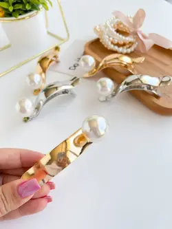 کلیپس انبری فلزی تک مروارید LARGE _ NEW