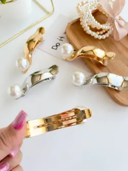 کلیپس انبری فلزی تک مروارید LARGE _ NEW