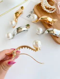 کلیپس انبری فلزی تک مروارید LARGE _ NEW