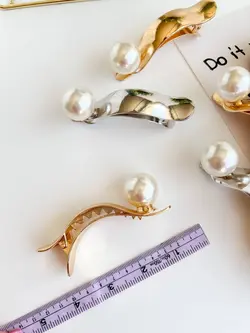 کلیپس انبری فلزی تک مروارید LARGE _ NEW