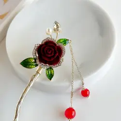 کانزاشی فلزی تک گل رز آویزدار (FENG.Y)