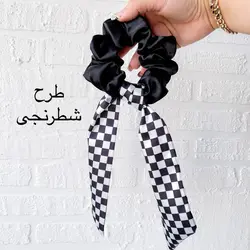 اسکرانچی ساتن دنباله دار (BLACK AND WHITE)