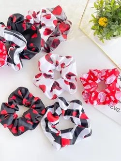 کش اسکرانچی ساتن اعلا طرح قلبی