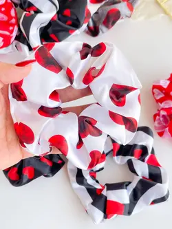 کش اسکرانچی ساتن اعلا طرح قلبی