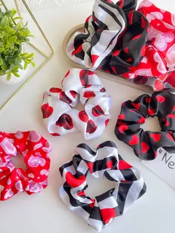 کش اسکرانچی ساتن اعلا طرح قلبی