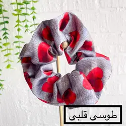 کش اسکرانچی ساتن اعلا طرح قلبی