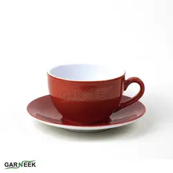 فنجان نعلبکی لته رنگی - قهوه گارنیک