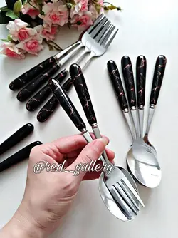 سرویس قاشق چنگال ماربل مشکی