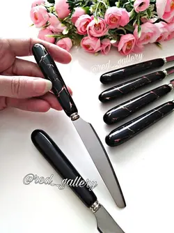 سرویس قاشق چنگال ماربل مشکی