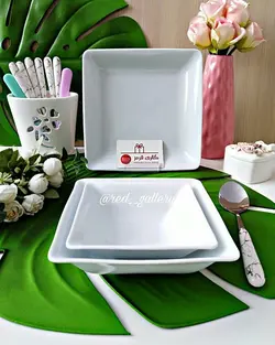 کاسه مربعی متوسط سفید چینی تقدیس