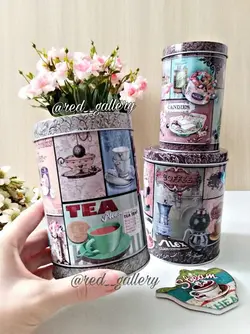 بانکه فلزی کافی قهوه ای سه سایزی