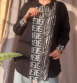 شومیز زیپی طرح دار